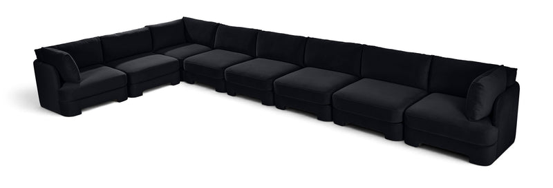 Hammond - Velvet Performance Fabric Upholstered 8 Piece L-Shaped Sectional
