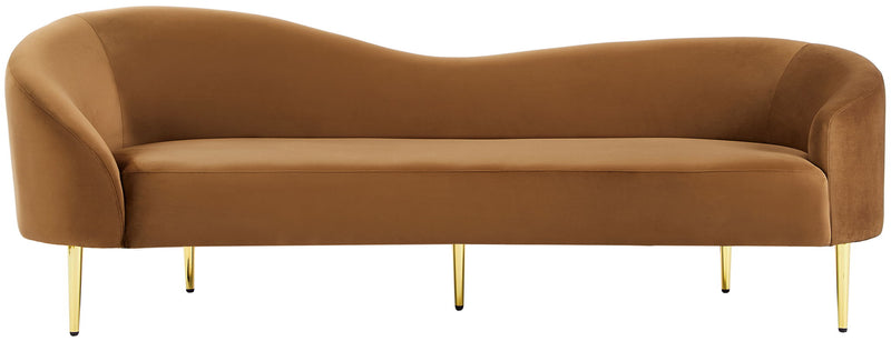 Ritz 85.5" Saddle Velvet Upholstered Sofa