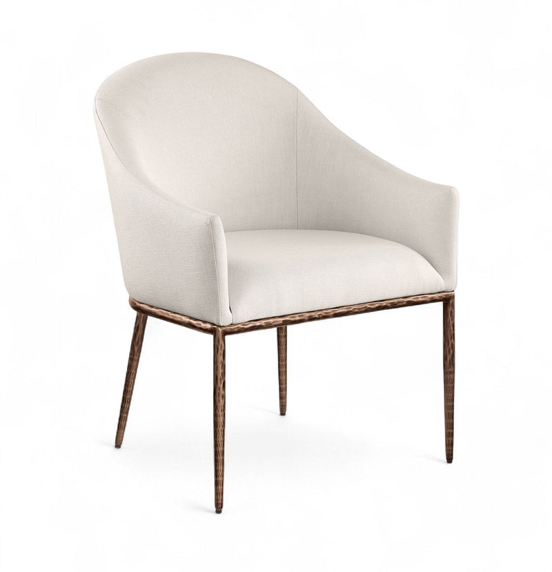 Ferro - Upholstered Dining Arm Chair With Brushed Bronze Legs