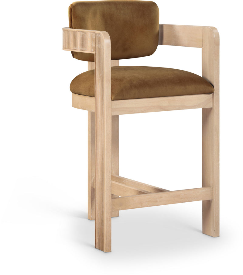Sacha Saddle Velvet Upholstered Counter Stool