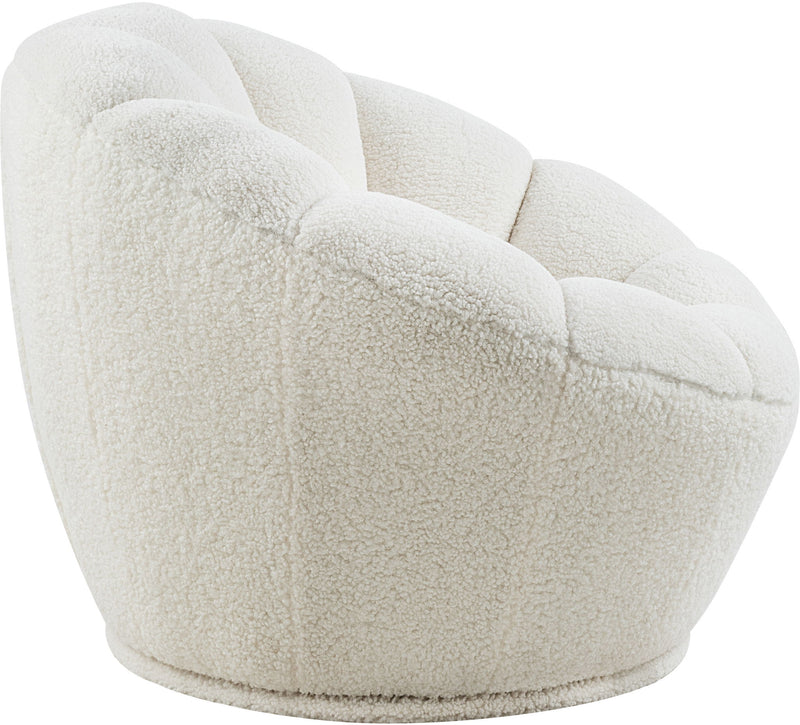 Dream White Faux Sheepskin Fur Upholstered Swivel Accent Chair