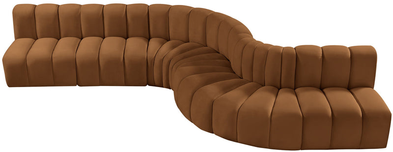 Arc 170" Saddle Velvet Upholstered 7pc. Modular Sectional