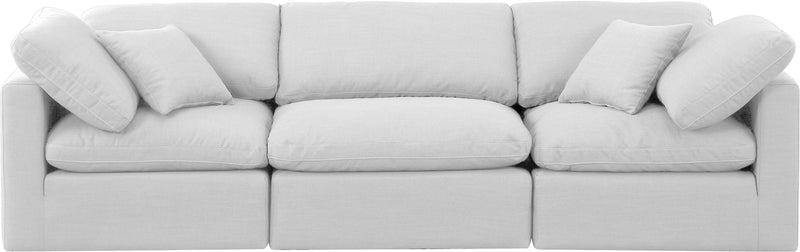 Indulge 105" White Linen Textured Fabric Upholstered 3pc. Modular Sofa