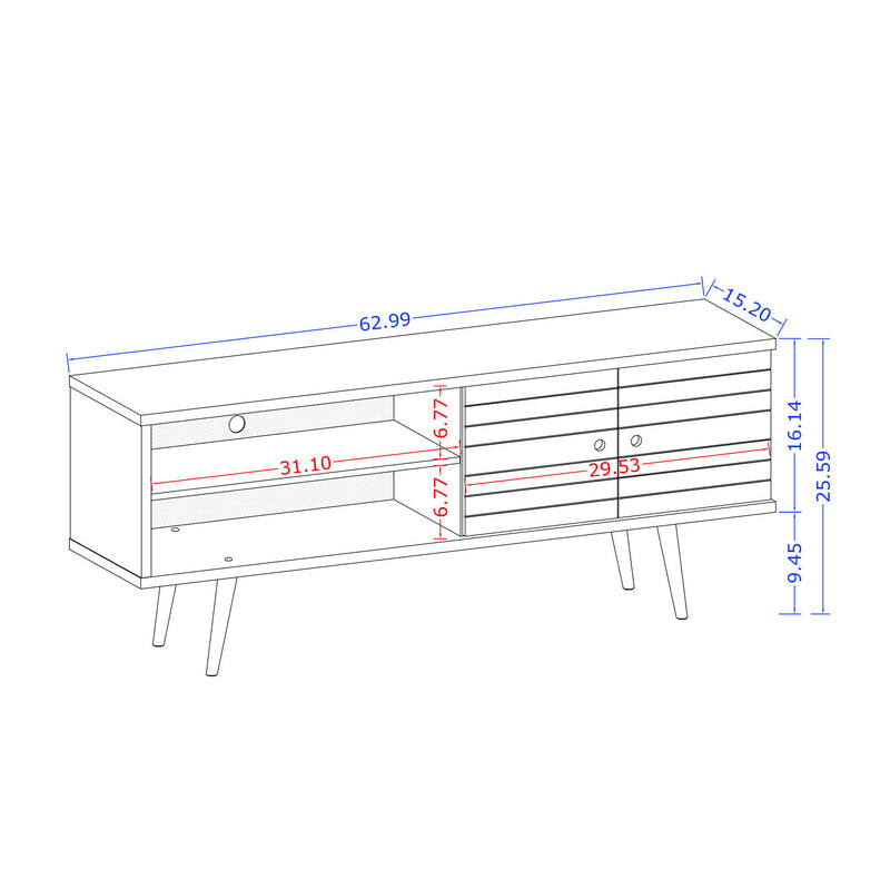 Manhattan Liberty - 63" TV Stand With Rustic Brown Frame