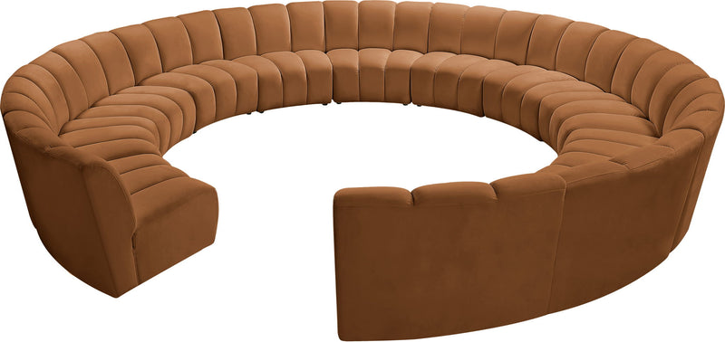 Infinity 183" Saddle Velvet Upholstered 12pc. Modular Sectional