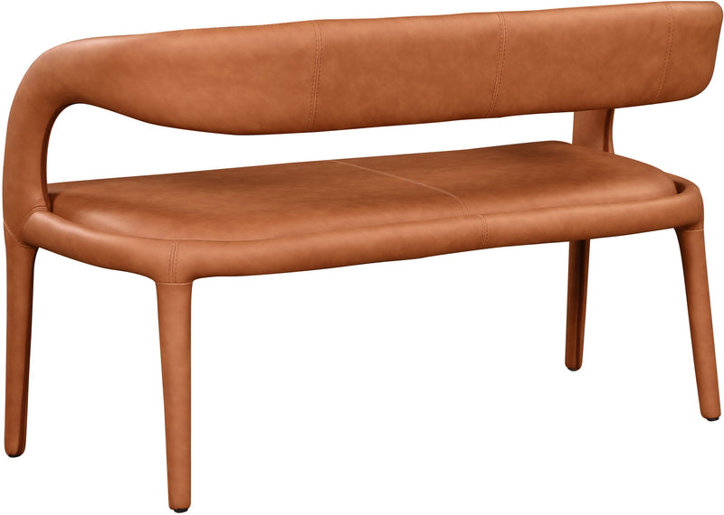 Sylvester Cognac Vegan Leather Upholstered Bench
