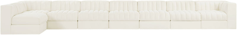 Rummi - Velvet Performance Fabric Upholstered 8 Piece Modular Sectional, L-Shaped (Right)