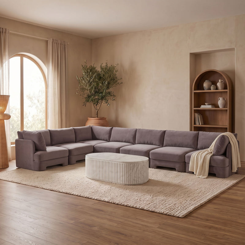 Hammond - Velvet Performance Fabric Upholstered 7 Piece Sectional