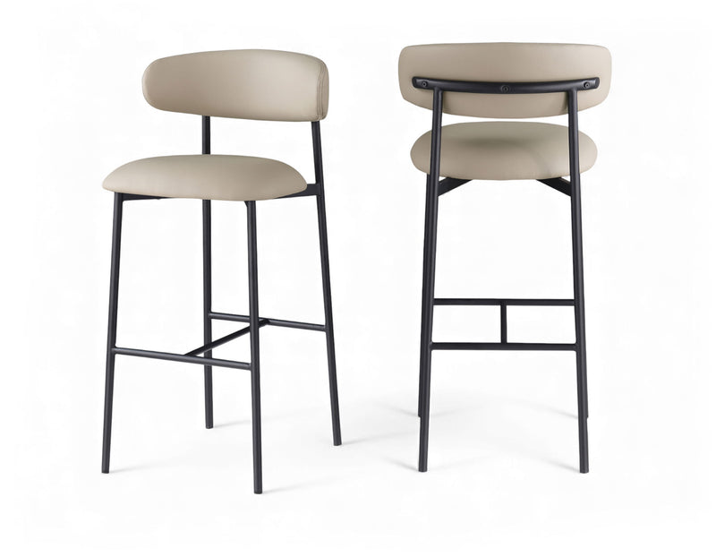 Lupita Taupe Vegan Leather Upholstered Bar Stool