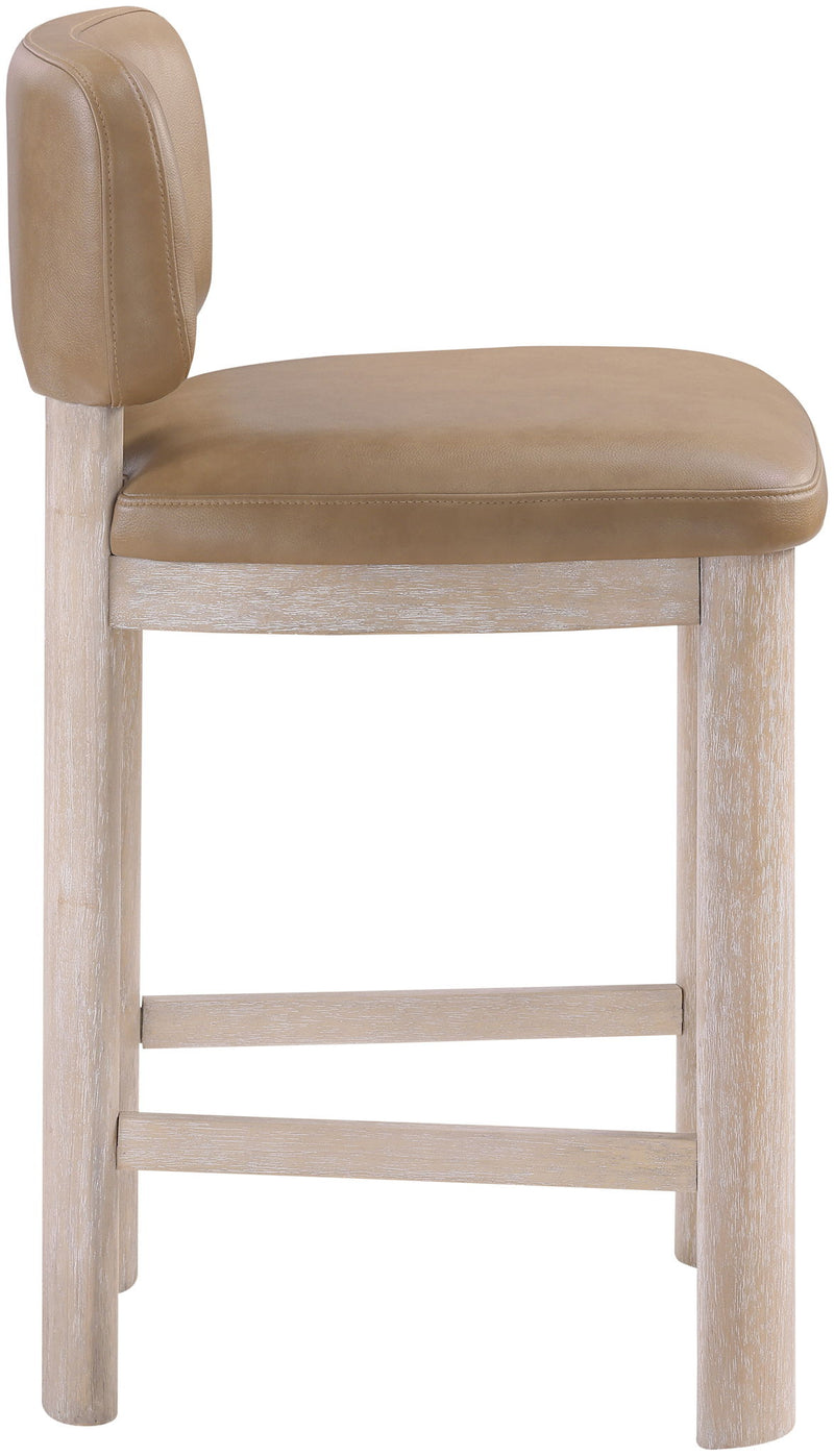 Paloma Tan Vegan Leather Upholstered Counter Stool