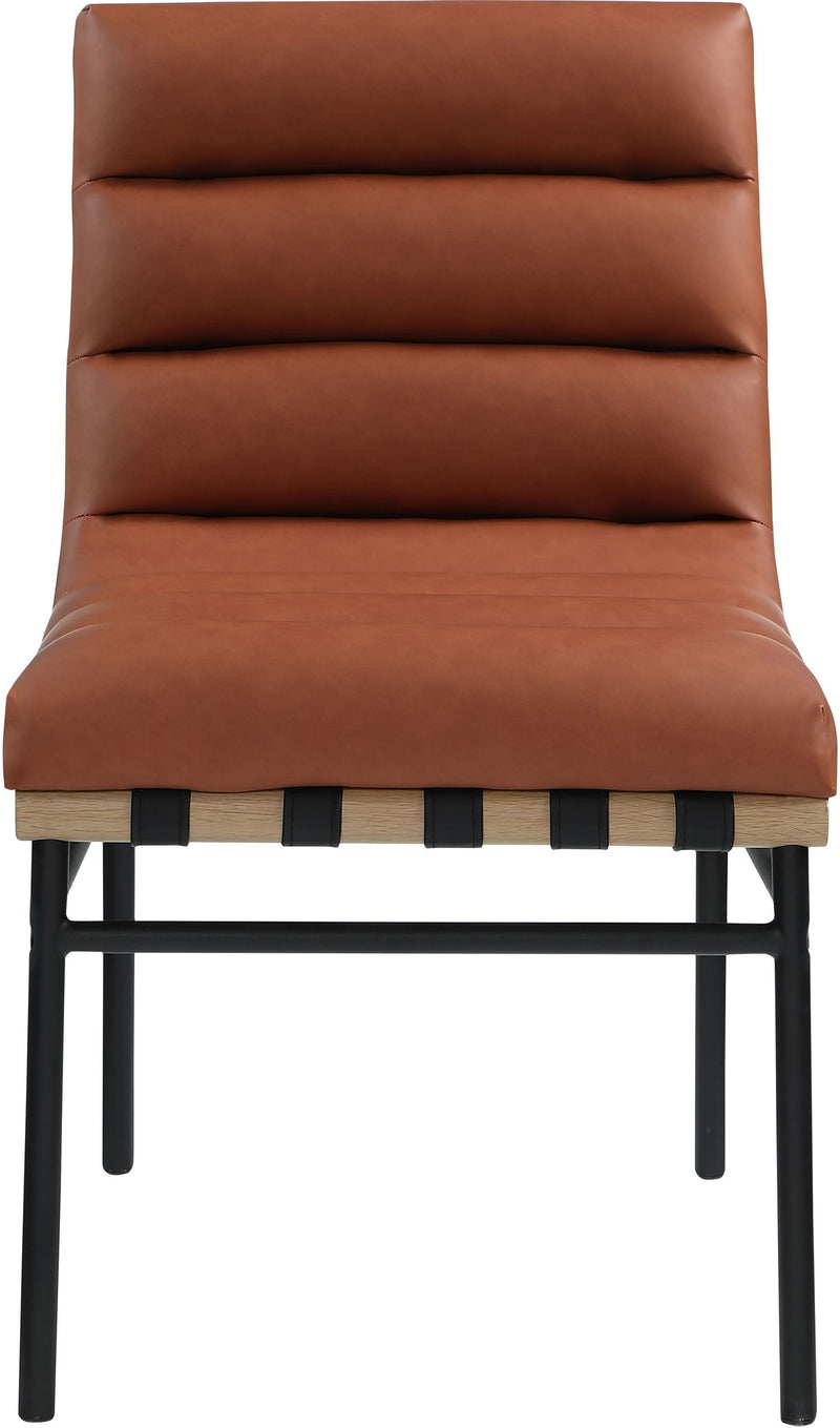 Burke Cognac Vegan Leather Upholstered Dining Chair