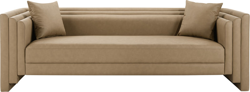 Everett 88.5" Tan Vegan Leather Upholstered Sofa