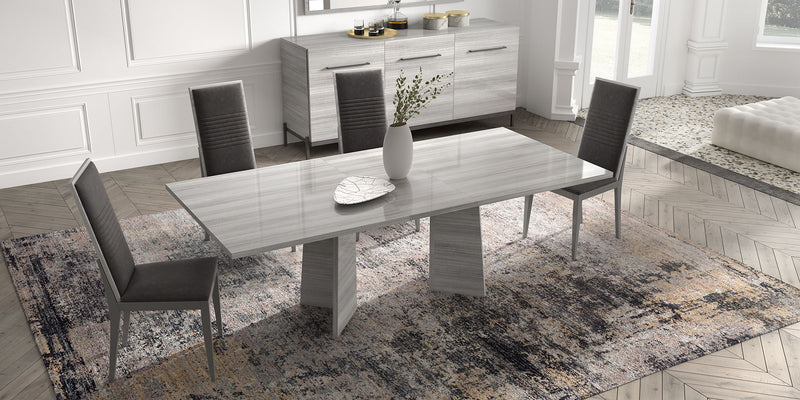 Mia - Dining Table - White / Gray / Silver