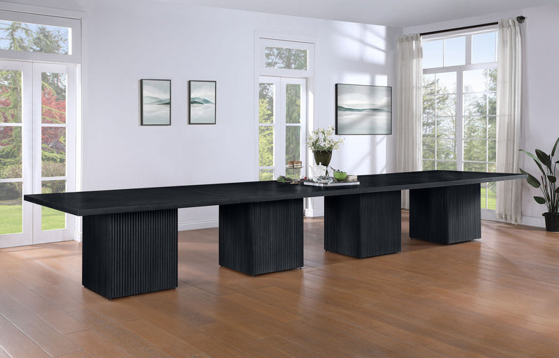 Belinda 54" Black Solid Wood and Oak Veneer Modular Dining Table