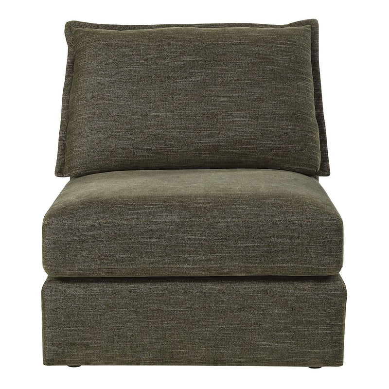 Leighton - Modular Armless Chair With 1 Pillow - Green Chenille