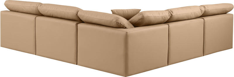 Indulge 105" Tan Vegan Leather Upholstered 5pc. Modular Sectional