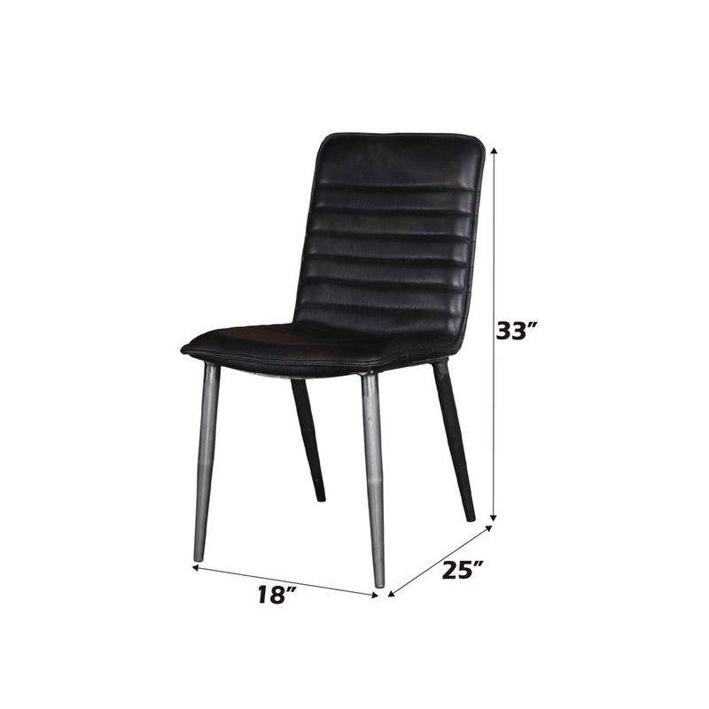 Hosmer - Side Chair (Set of 2) - Black Top Grain Leather & Antique Black
