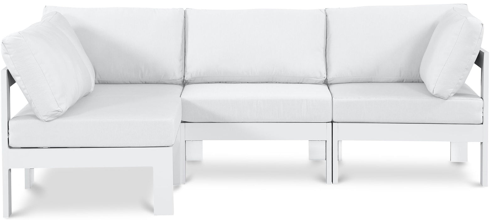 Nizuc - Outdoor Patio 4 Piece Modular Sectional With White Frame