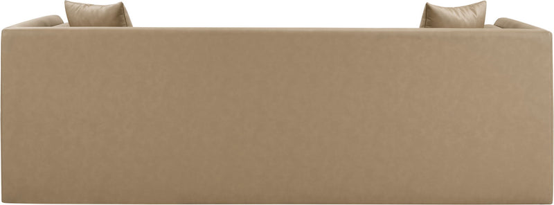 Everett 88.5" Tan Vegan Leather Upholstered Sofa