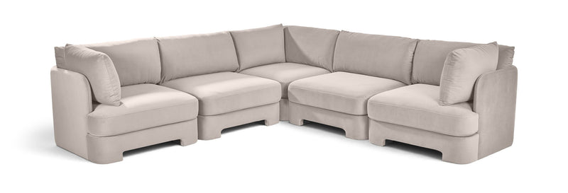 Hammond - Velvet Performance Fabric Upholstered 5 Piece Corner Sectional