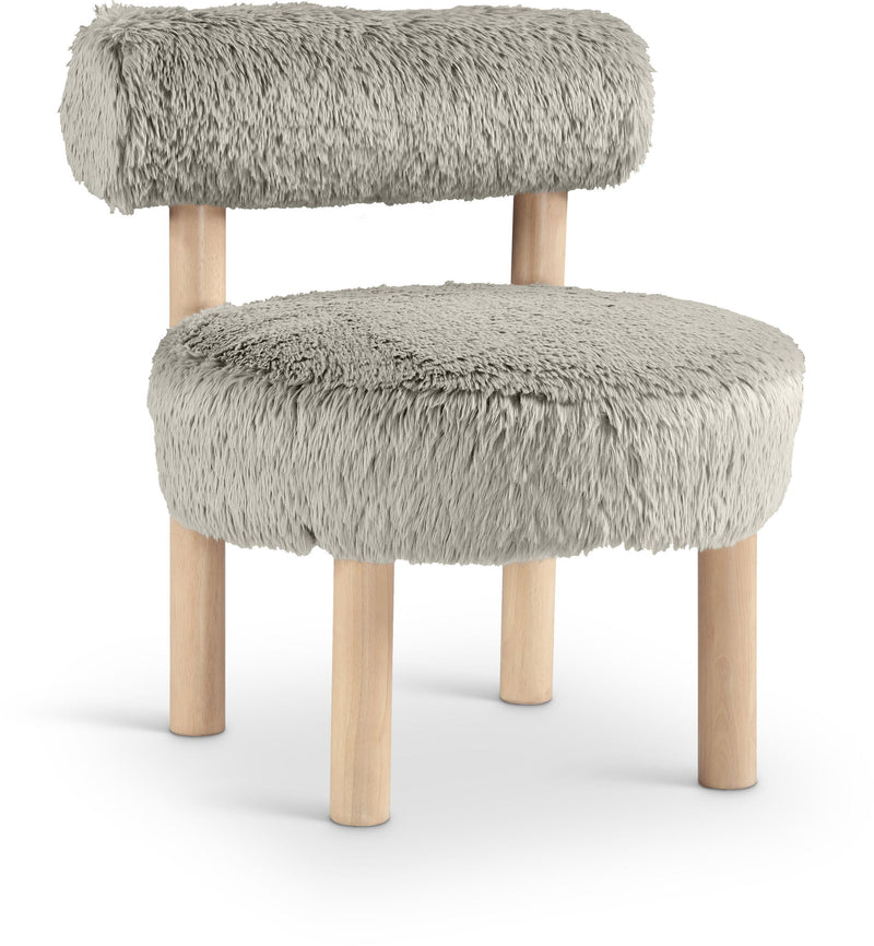 Ambre Taupe Vegan Shearling Fabric Upholstered Accent Chair