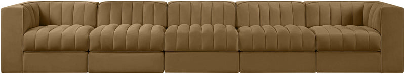 Rummi - Velvet Performance Fabric Upholstered 5 Piece Modular Sofa