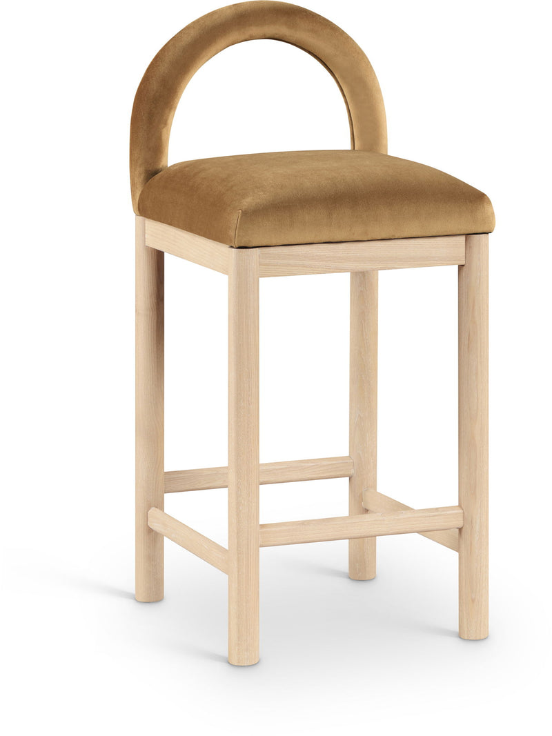 Conrad Saddle Velvet Upholstered Counter Stool