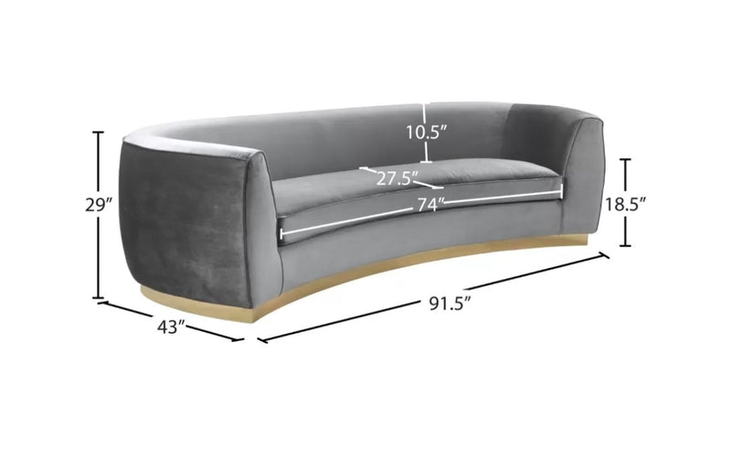 Neveah Velvet 3-Piece Living Room Set In Gray