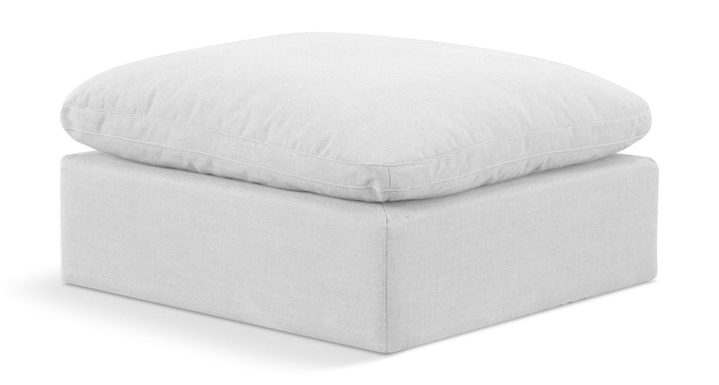 Indulge White Linen Textured Fabric Upholstered Modular Ottoman