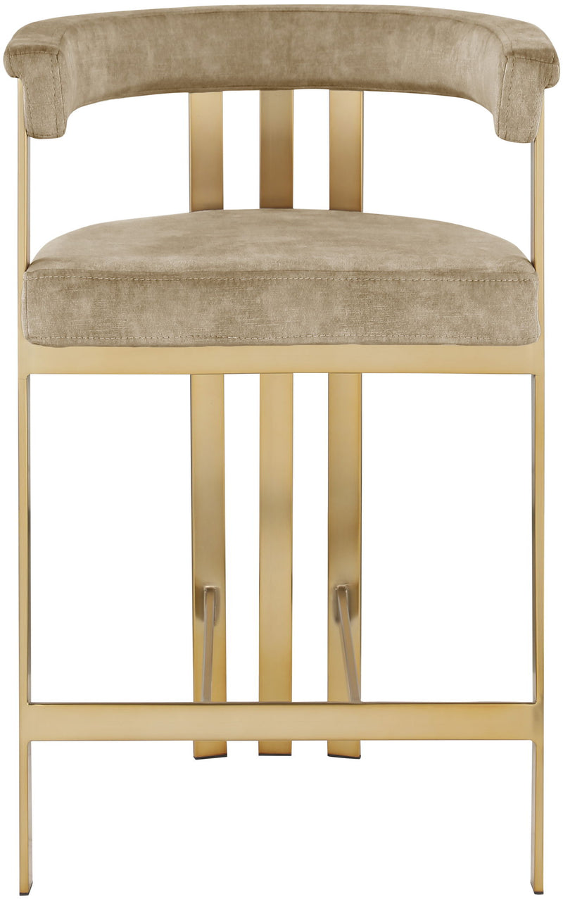 Marcello Beige Velvet Upholstered Counter Stool