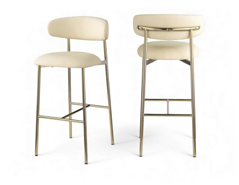 Lupita Cream Vegan Leather Upholstered Bar Stool