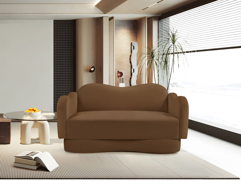 Bloom 58" Saddle Velvet Upholstered Loveseat