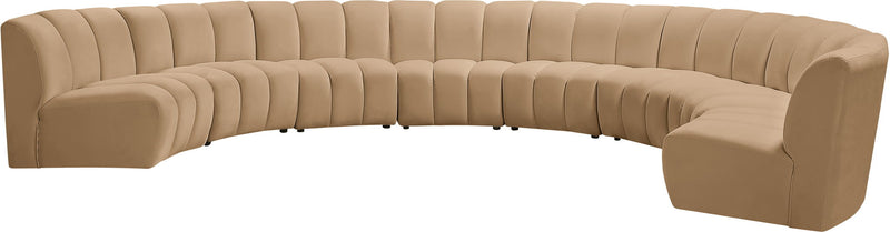 Infinity 183" Camel Velvet Upholstered 8pc. Modular Sectional