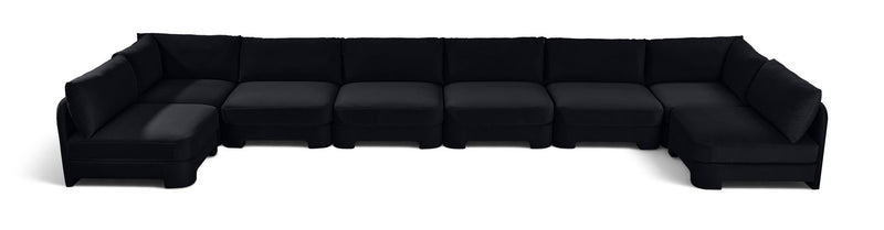 Hammond - Velvet Performance Fabric Upholstered 8 Piece U-Shaped Armless Sectional - Beige