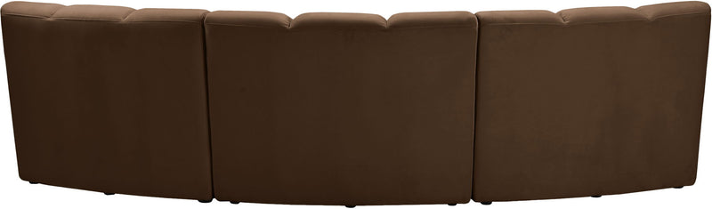 Infinity 119" Brown Velvet Upholstered 3pc. Modular Sectional
