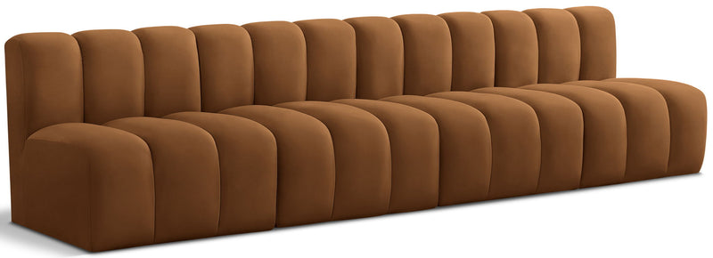 Arc 119" Saddle Velvet Upholstered 4pc. Modular Sectional