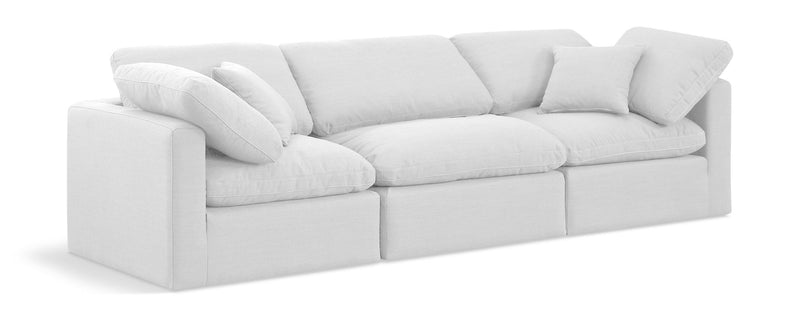 Indulge 105" White Linen Textured Fabric Upholstered 3pc. Modular Sofa