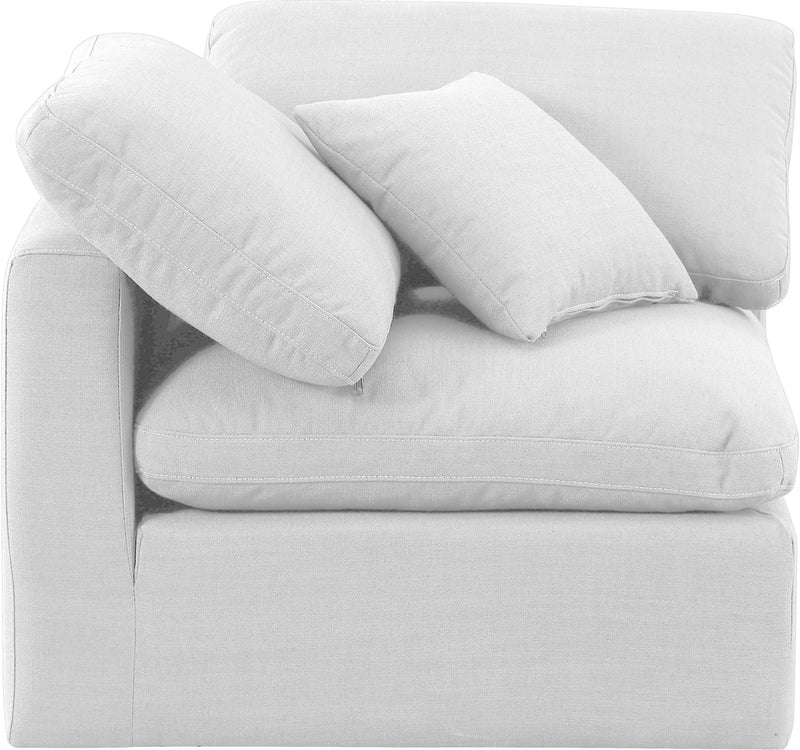 Indulge White Linen Textured Fabric Upholstered Modular Corner Chair