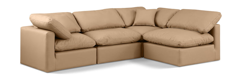 Indulge 105" Tan Vegan Leather Upholstered 4pc. Modular Sectional