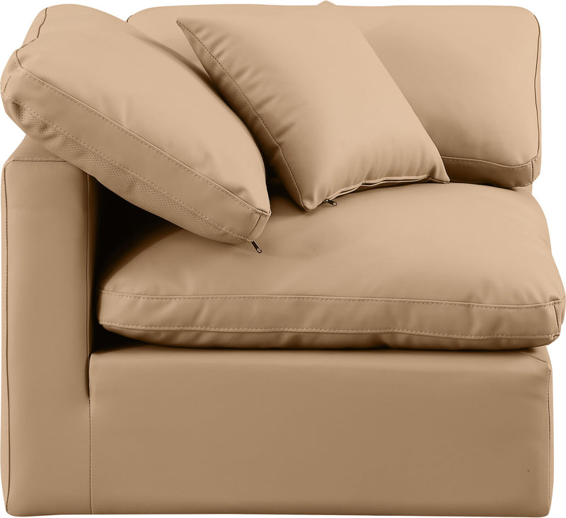 Indulge Tan Vegan Leather Upholstered Modular Corner Chair