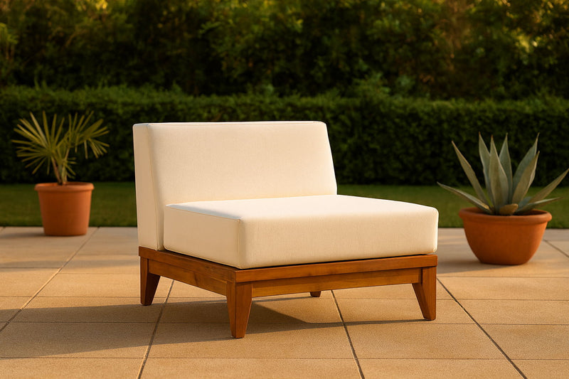 Rio Off White Off White Water Resistant Fabric Upholstered Outdoor Patio Modular Armless Chair