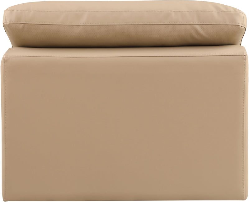 Comfy Tan Vegan Leather Upholstered Modular Armless Chair