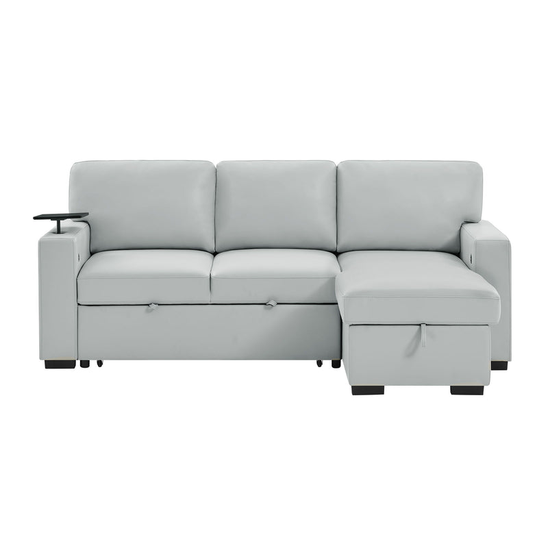 U0212 - Reversible Sofa Bed Loveseat With Pop-Up Sleeper With Drop Down Table - Silver