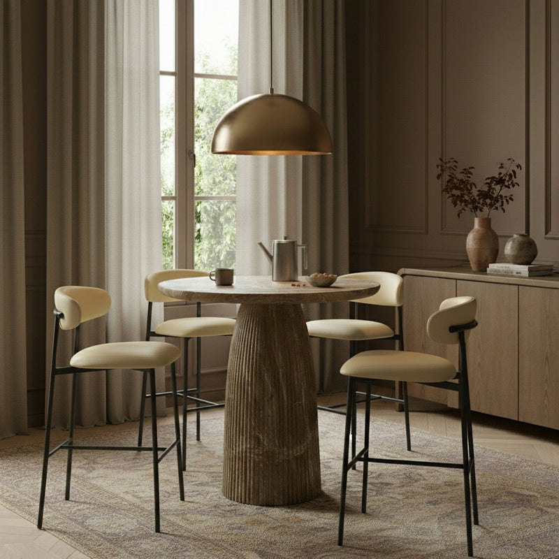 Lupita Cream Vegan Leather Upholstered Bar Stool