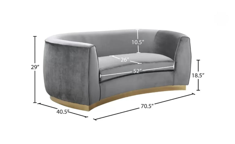 Neveah Velvet 3-Piece Living Room Set In Gray