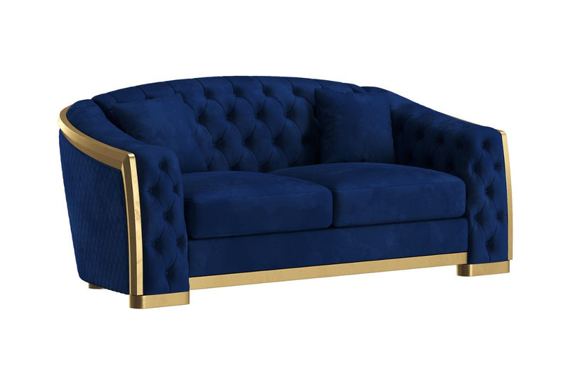 Calista Velvet 3-Piece Living Room Set With Gold Stainless Steel