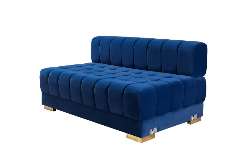 Ariana Double Chaise Velvet U-Sectional with Gold Legs