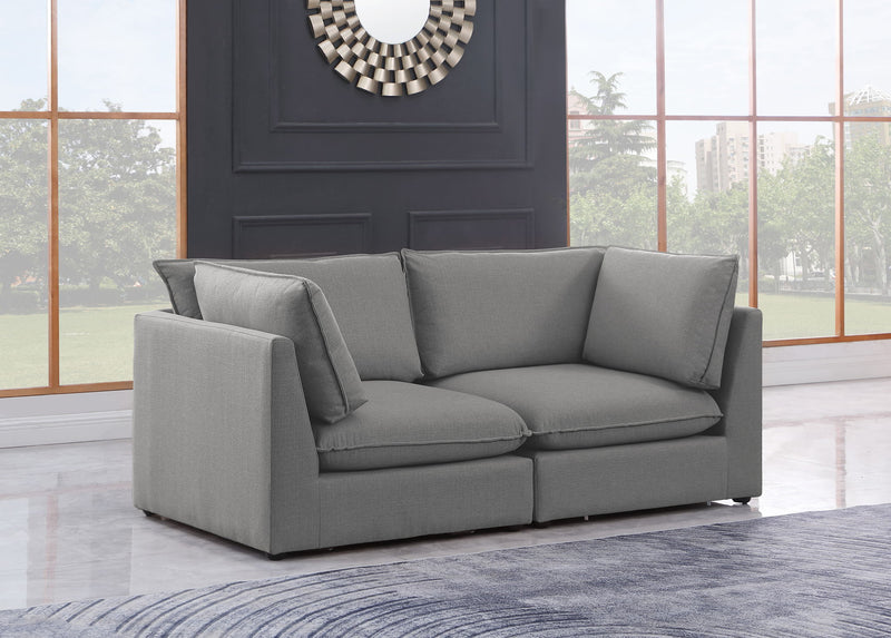 Mackenzie 80" Linen Textured Fabric Upholstered 2pc. Modular Loveseat