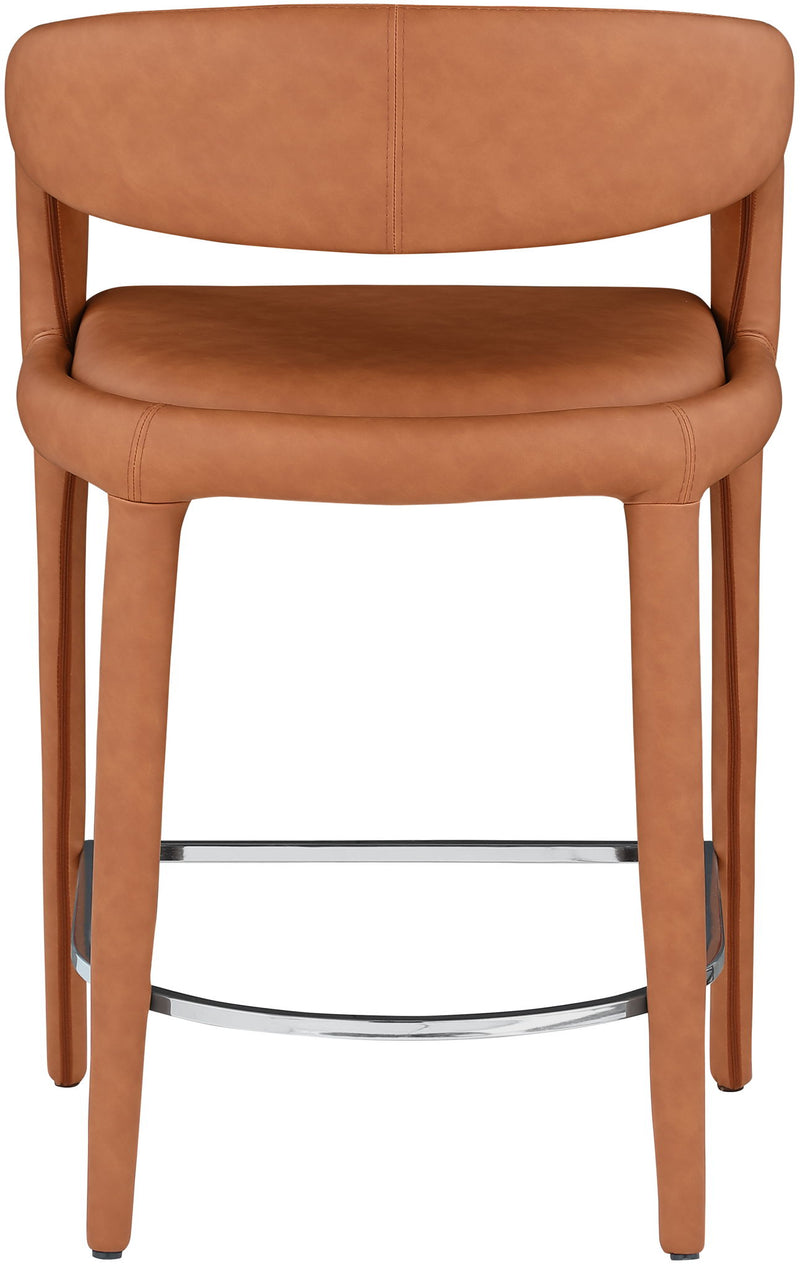 Sylvester Cognac Vegan Leather Upholstered Counter Stool