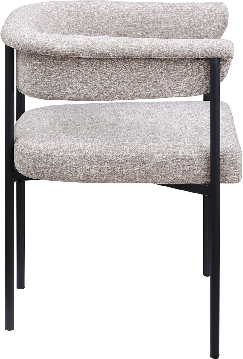 Malin Taupe Linen Textured Fabric Upholstered Dining Chair
